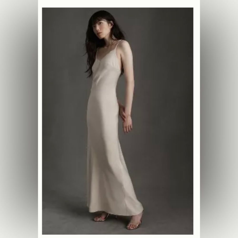 Brand new with tags. BHLDN Charlie Maxi Slip Dress in Champagne. Size 4
